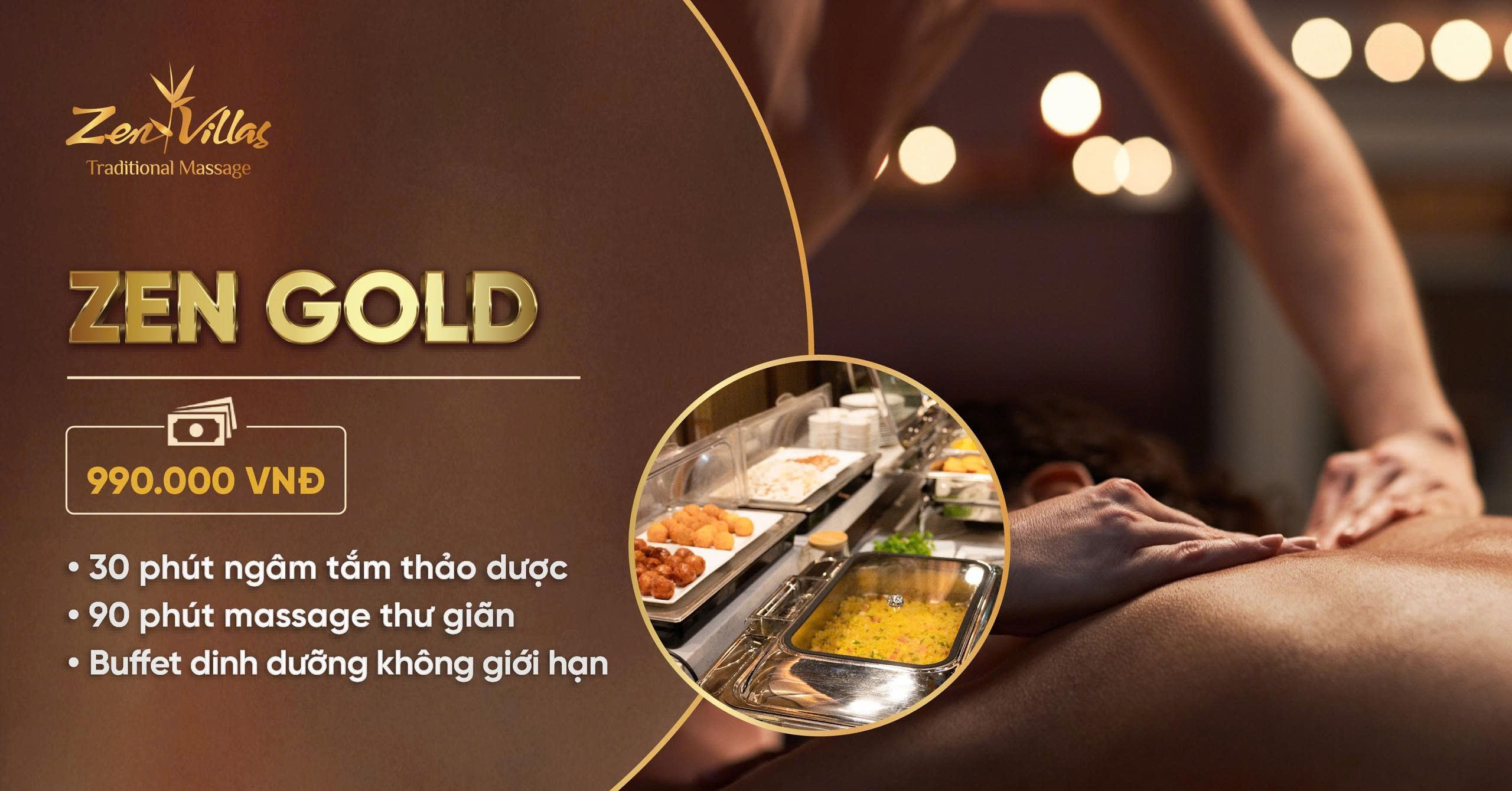 ZEN GOLD – Liệu trình massage trị liệu giúp phục hồi cơ thể (120 phút)
